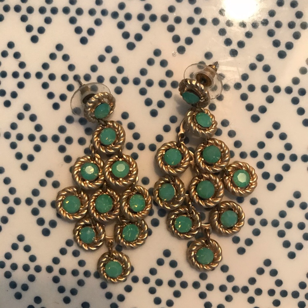 Fabulous fashion chandelier green stone earrings